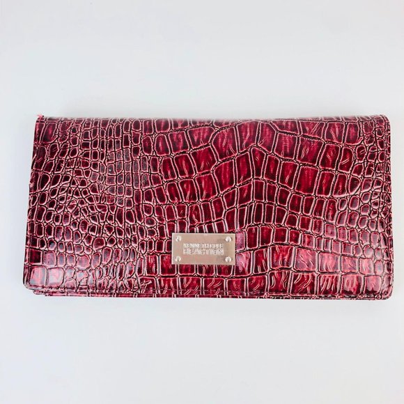 Kenneth Cole Reaction Handbags - Kenneth Cole Wallet Red Faux Alligator Red Clutch